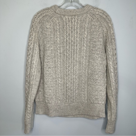 J Crew Women’s Heathered Gray Popcorn Cable Knit Fisherman Sweater Size S - Picture 5 of 13